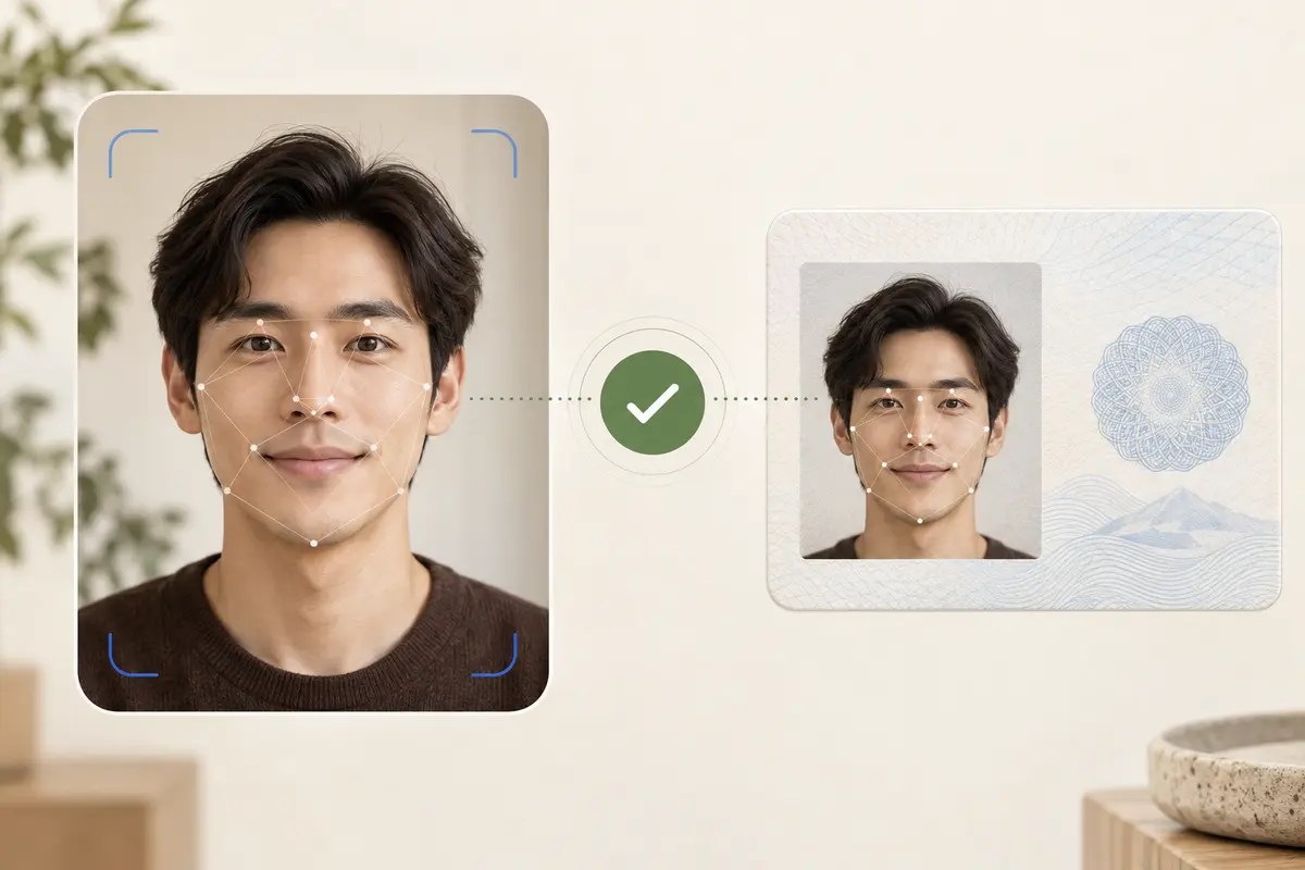 Two portraits prepared for a face match between an ID photo and another capture